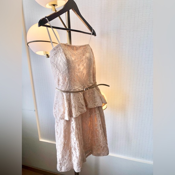 City Studio Juniors Pale Peach Lace Halter Dress - Picture 11 of 14